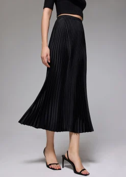 Elastic Pleated High Waist A-line Midaxi Skirt