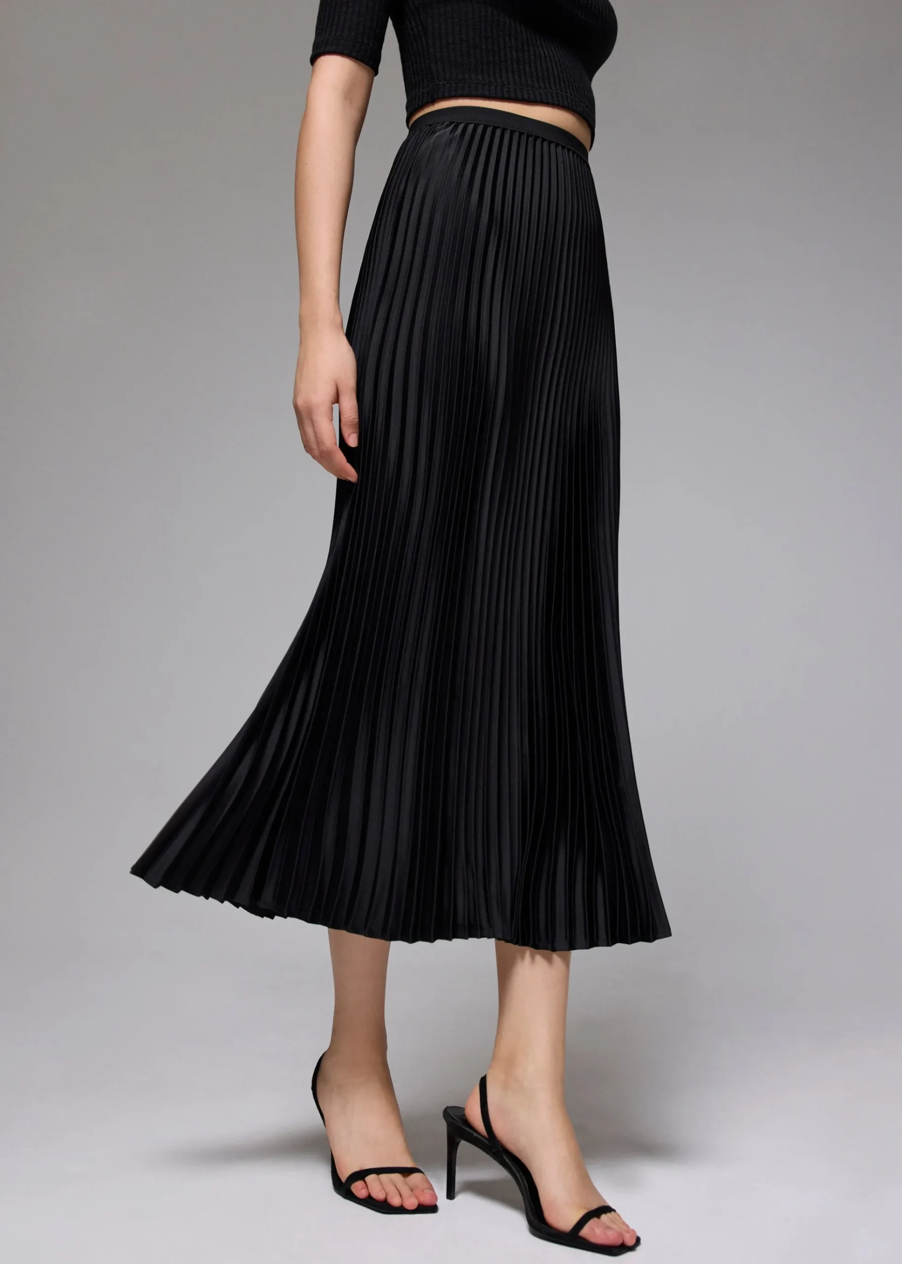 Elastic Pleated High Waist A-line Midaxi Skirt