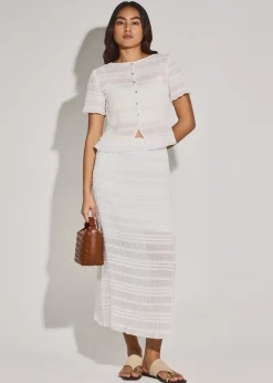 Elastic Sheer Crinkled Column Midaxi Skirt