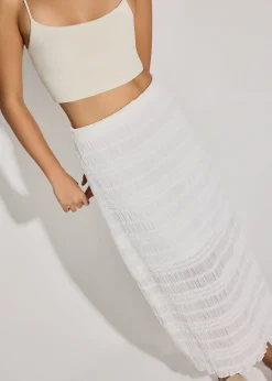 Elastic Sheer Crinkled Column Midaxi Skirt