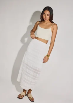 Elastic Sheer Crinkled Column Midaxi Skirt