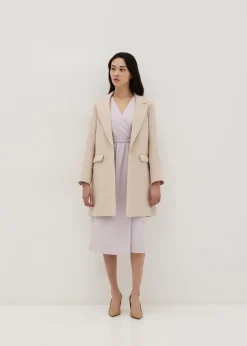 Elastic Tailored Front Wrap Midi Dress