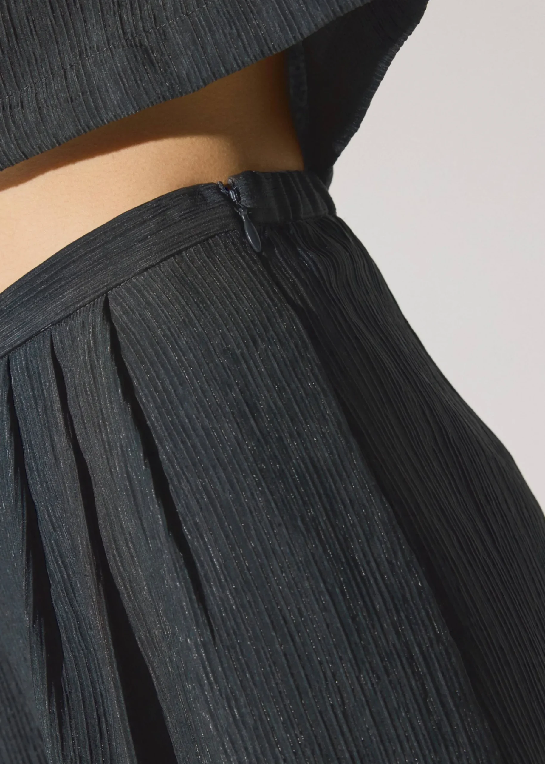 Elastic Textured Lyocell Mid Waist Straight Leg Pants