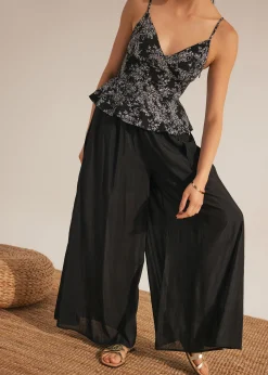 Elastic Wide Leg Palazzo Pants