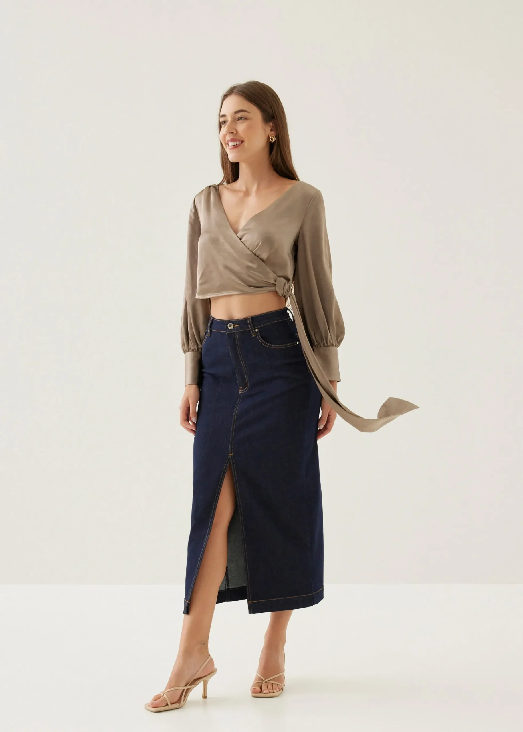 Elicia Satin Wrap Blouse