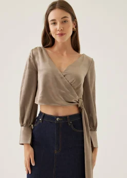 Elicia Satin Wrap Blouse