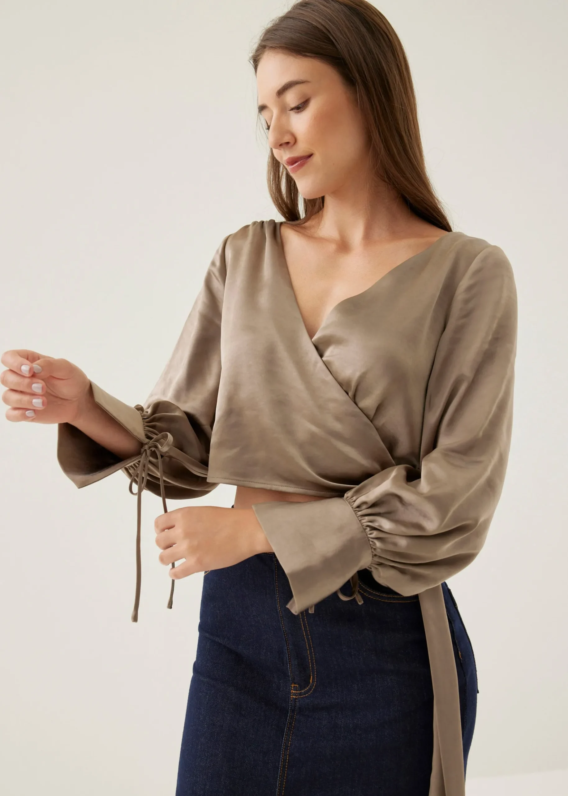 Elicia Satin Wrap Blouse