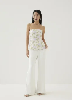 Elira Elastic Floral Satin Tube Top