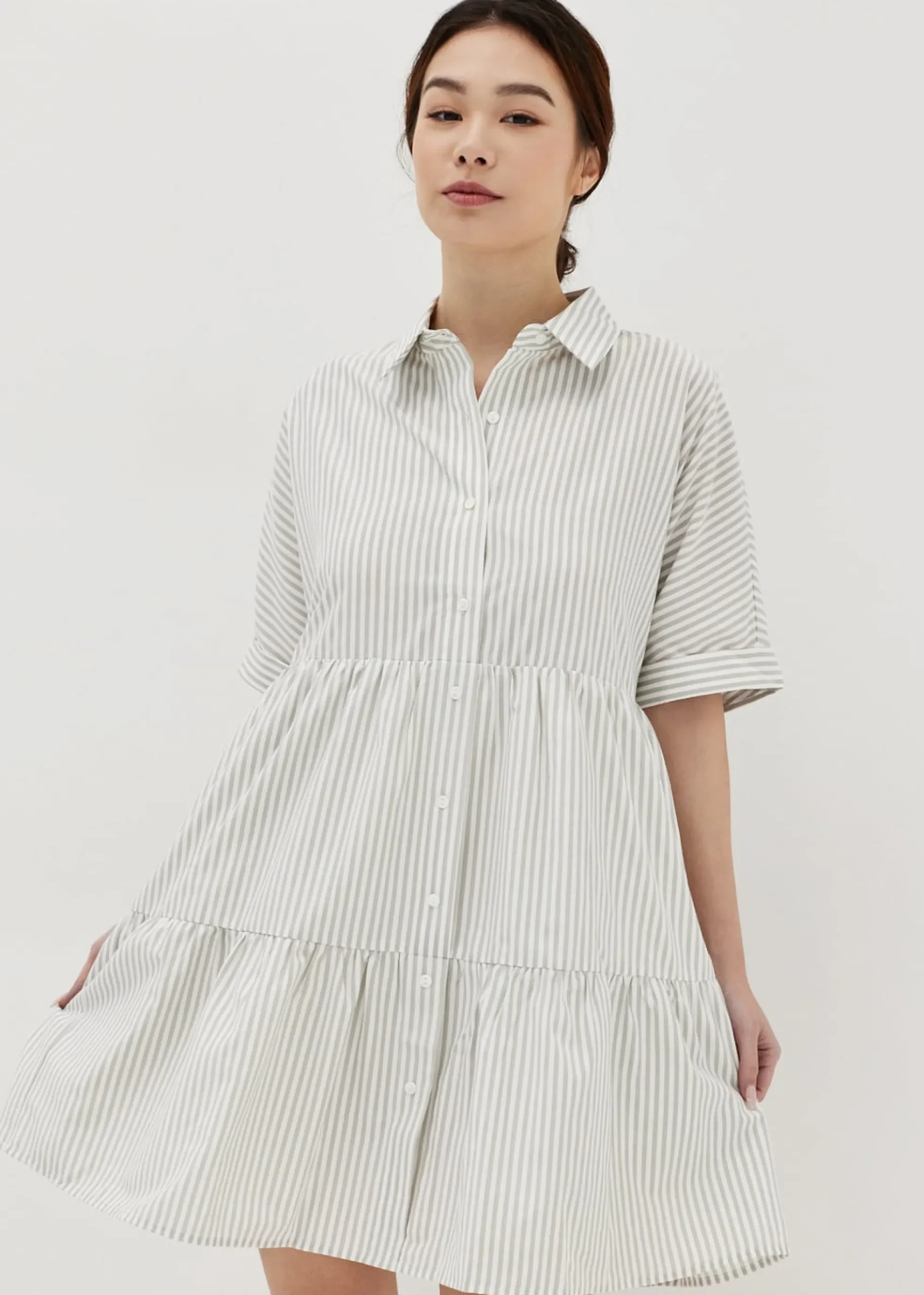 Elisia Tiered Mini Shirt Dress