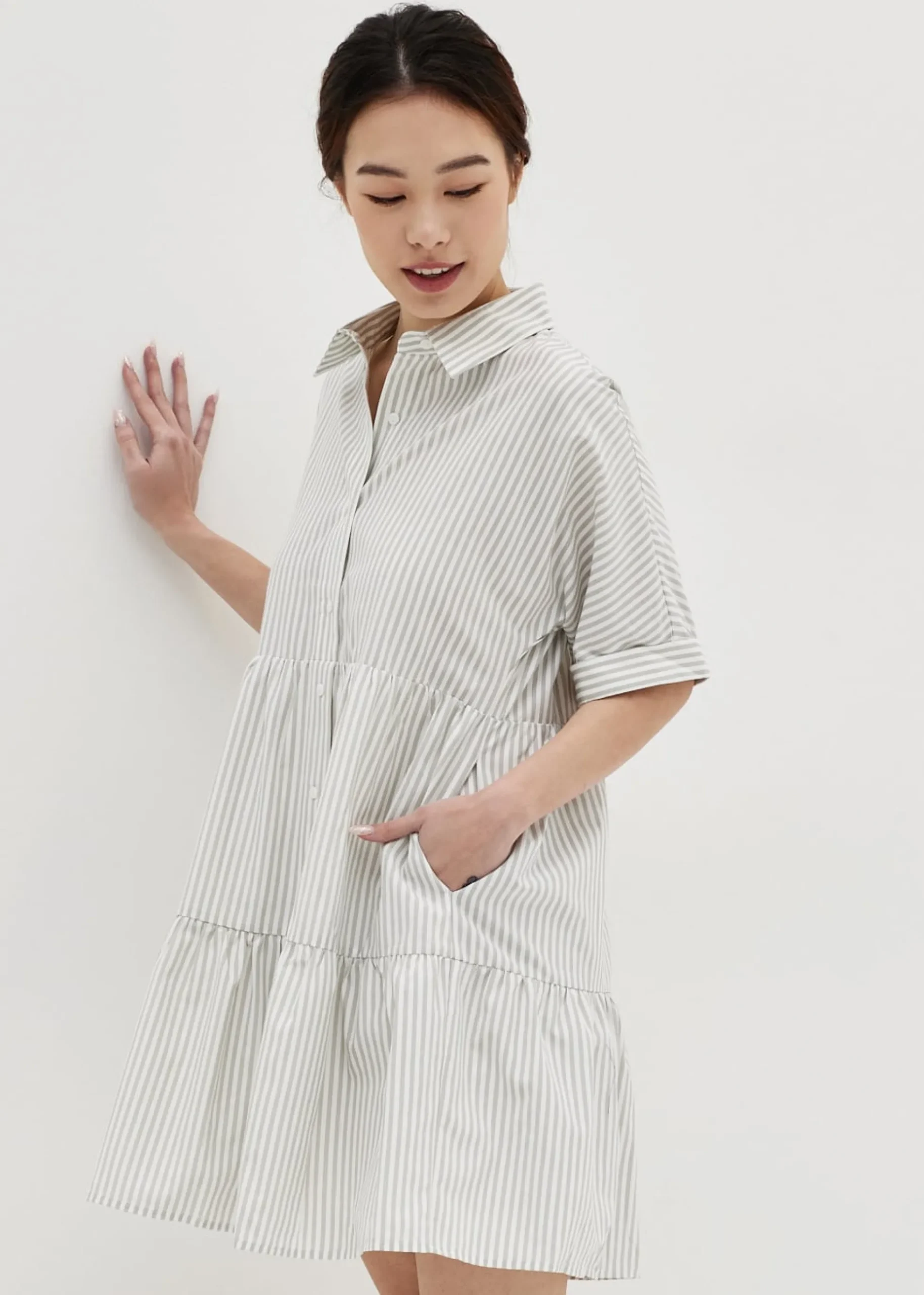 Elisia Tiered Mini Shirt Dress