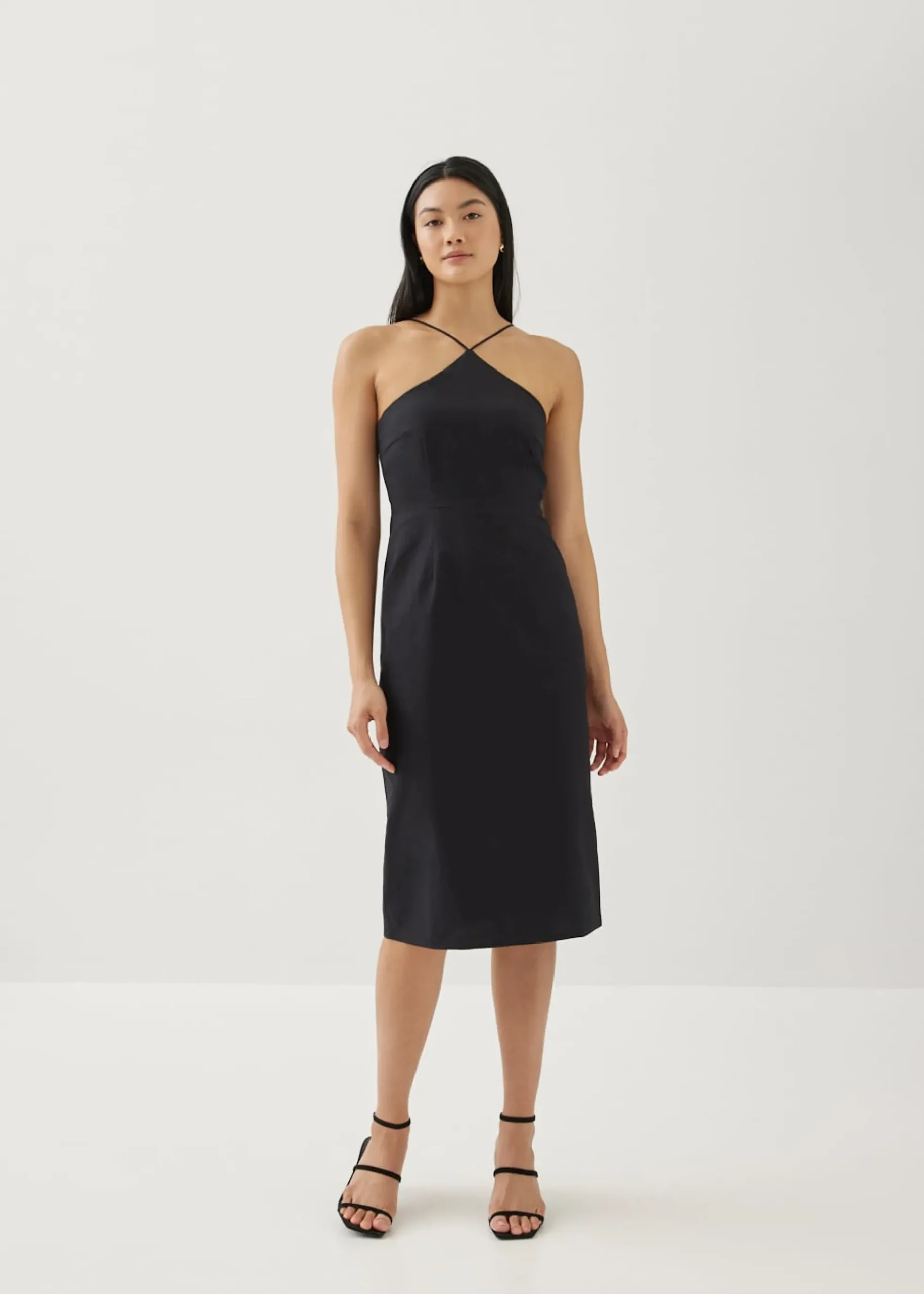 Elizia Linen Halter Neck Column Dress