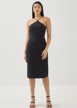 Elizia Linen Halter Neck Column Dress
