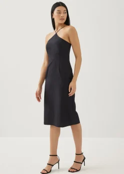 Elizia Linen Halter Neck Column Dress