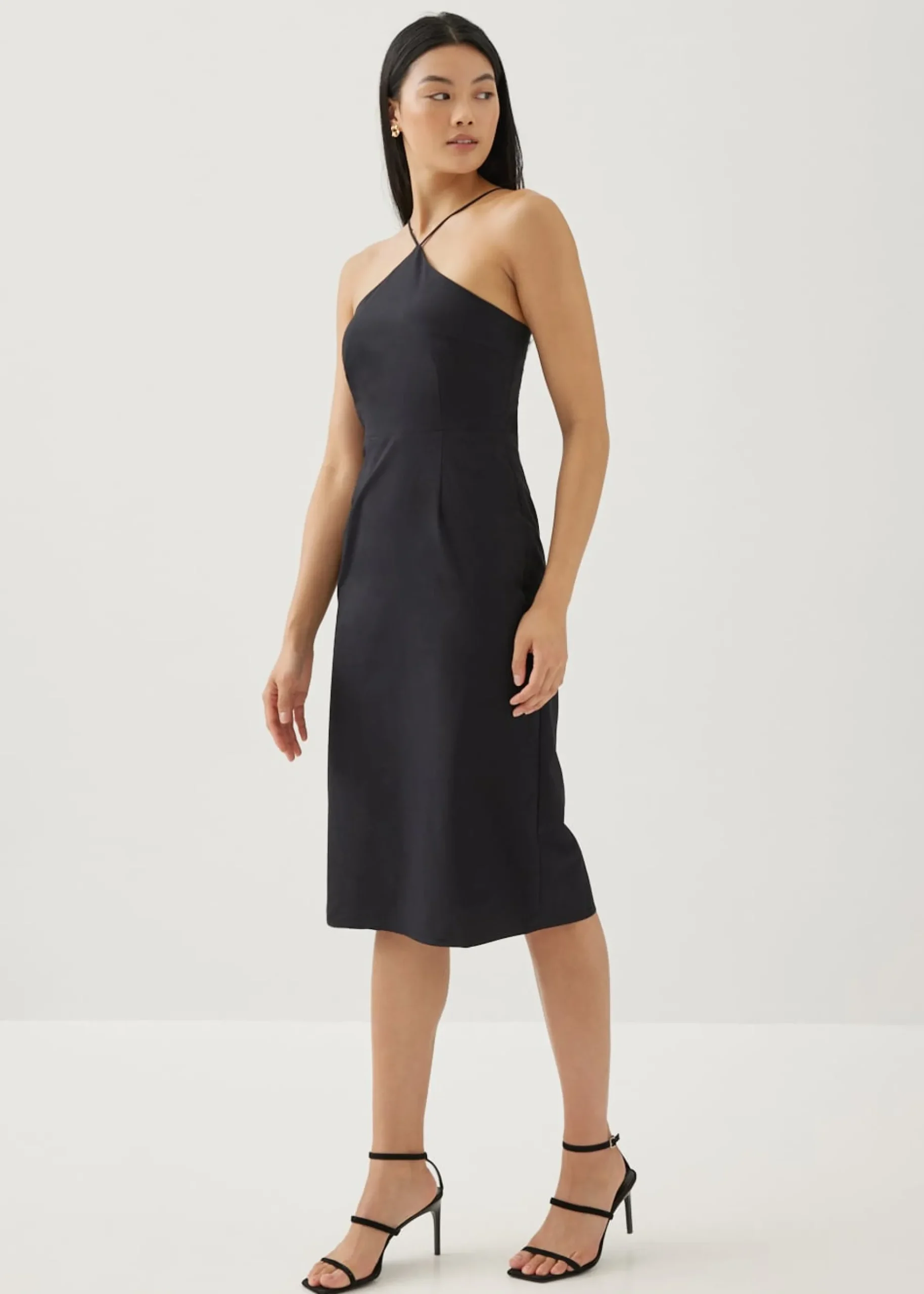 Elizia Linen Halter Neck Column Dress