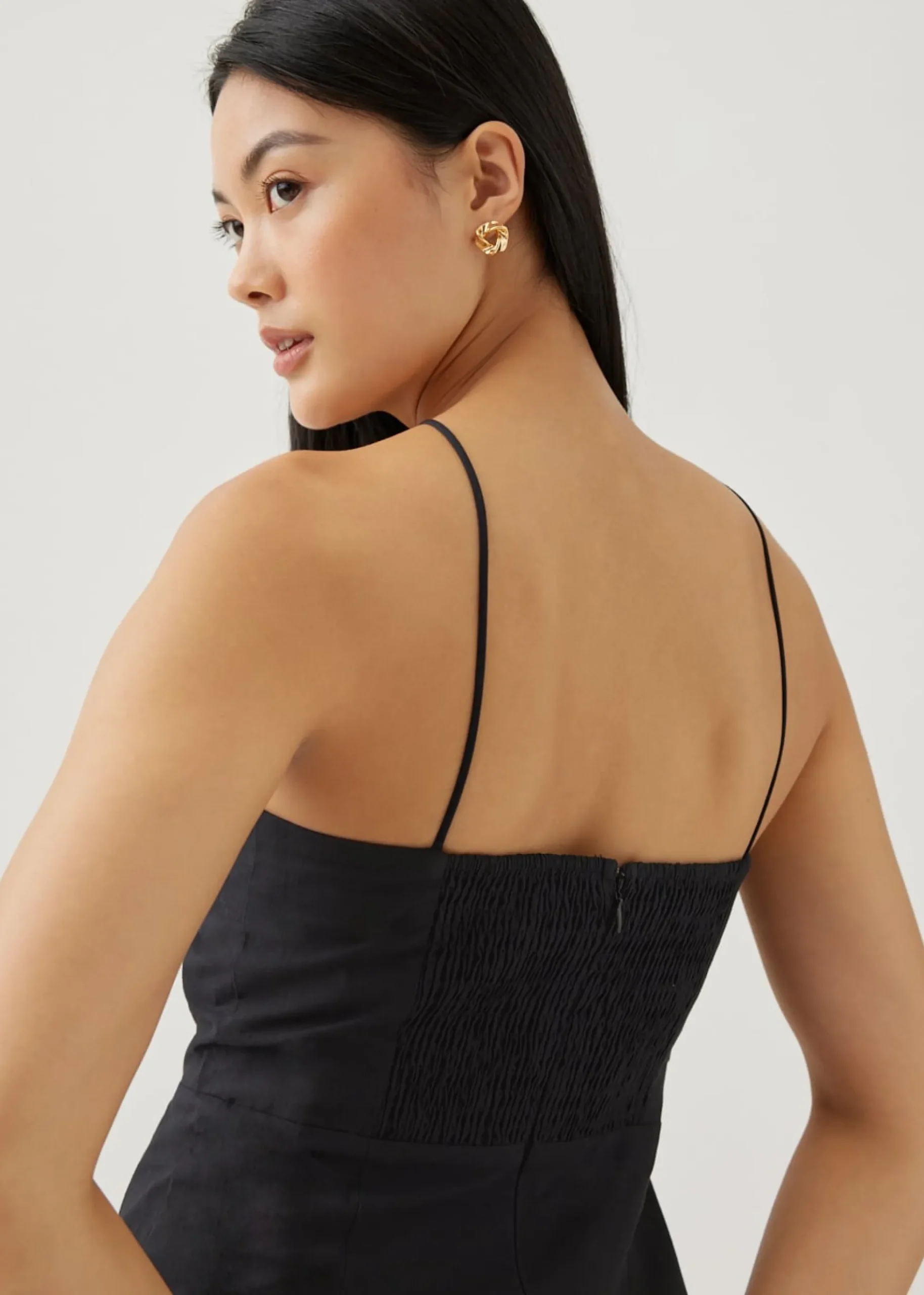 Elizia Linen Halter Neck Column Dress