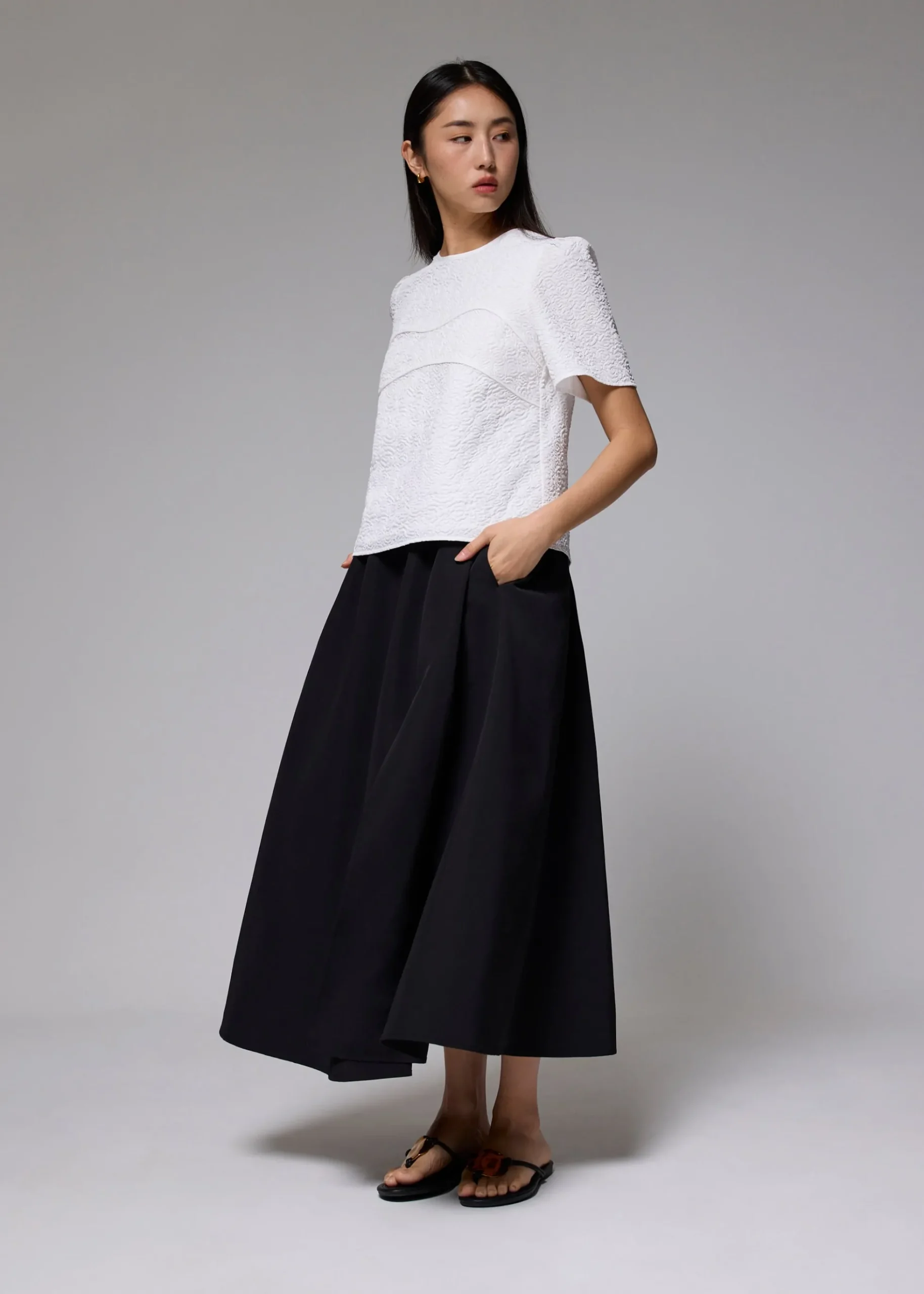 Embossed Jacquard Shell Top