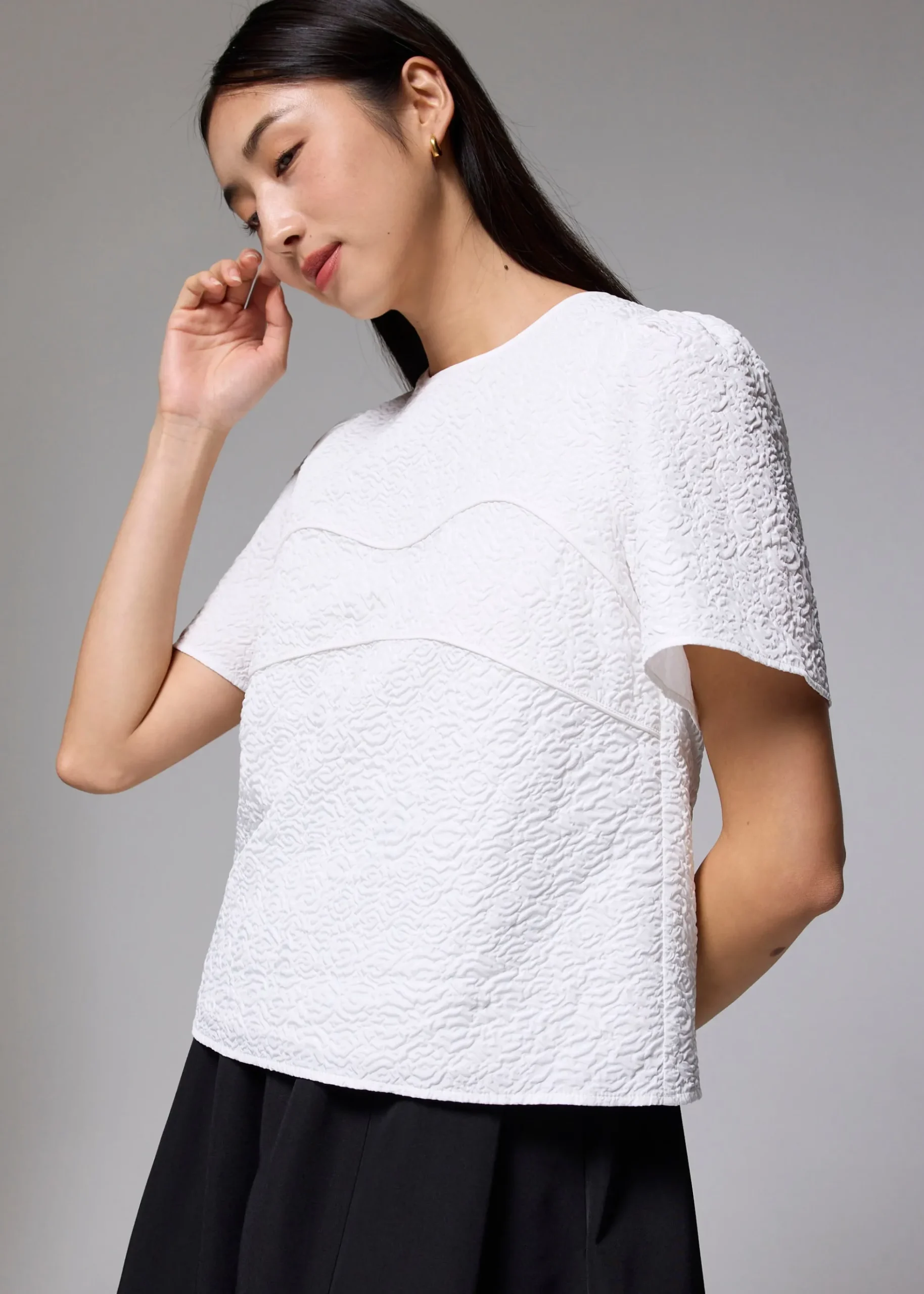 Embossed Jacquard Shell Top