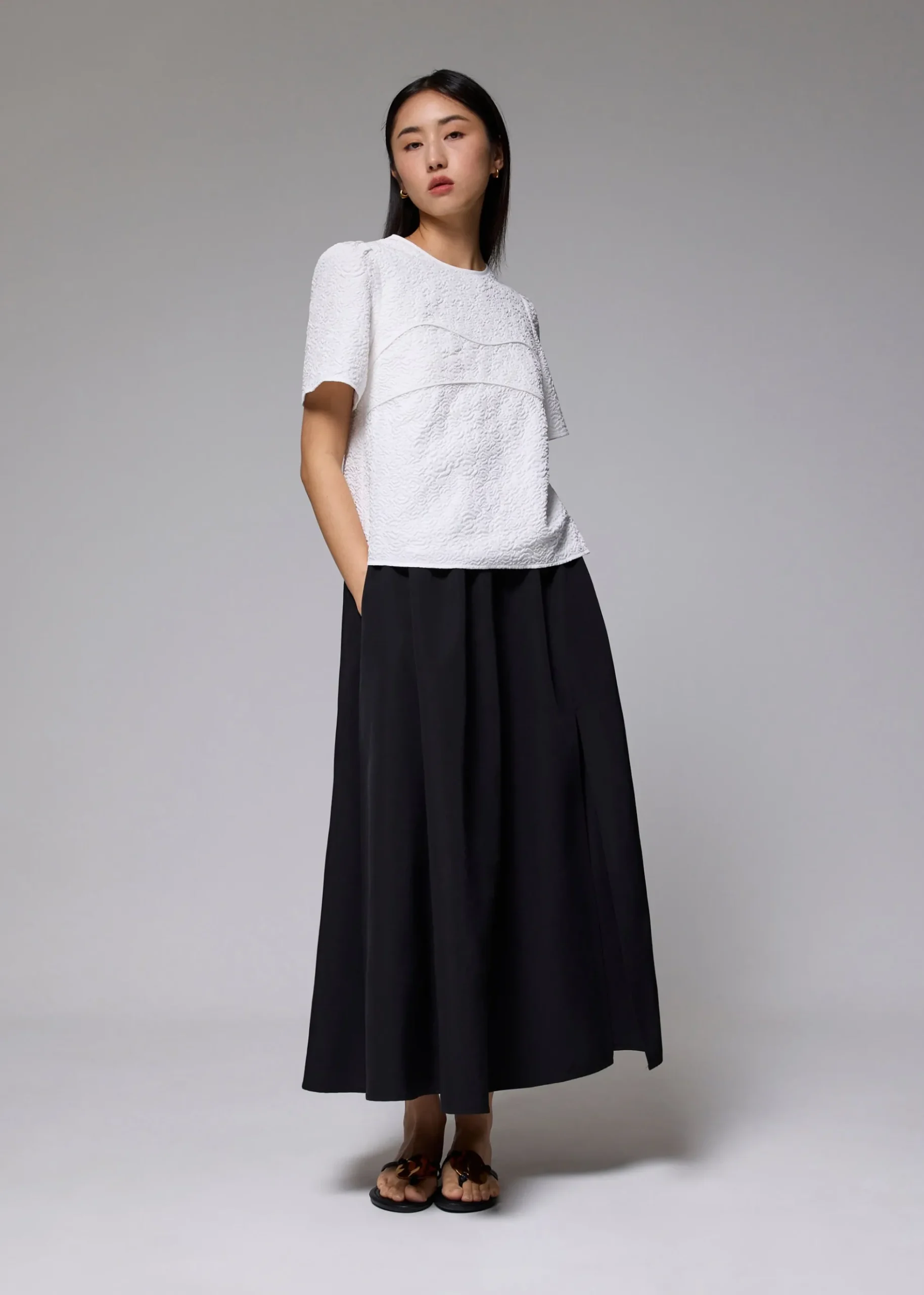 Embossed Jacquard Shell Top