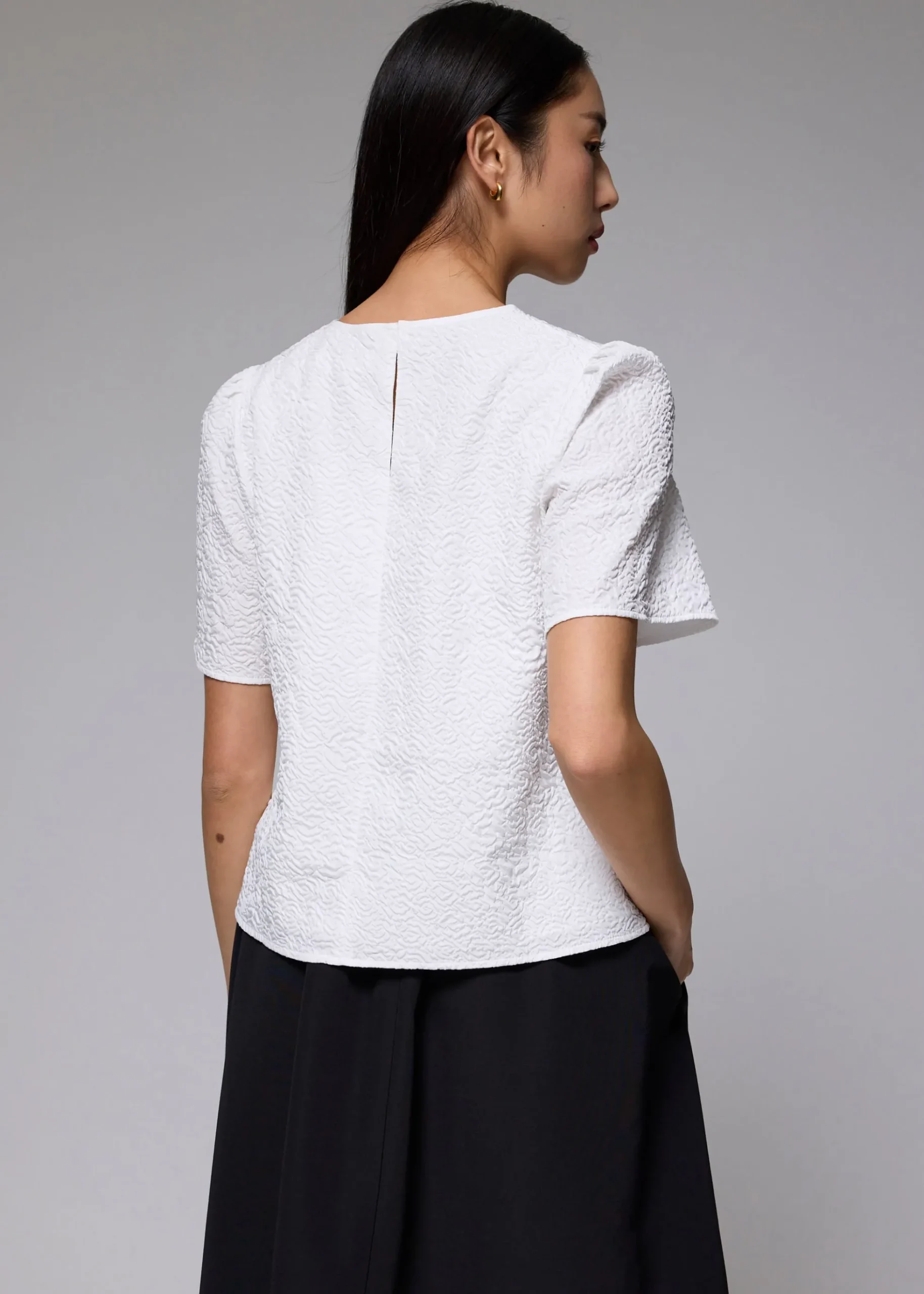 Embossed Jacquard Shell Top