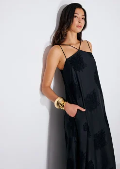 Embroidered Camisole Trapeze Maxi Dress