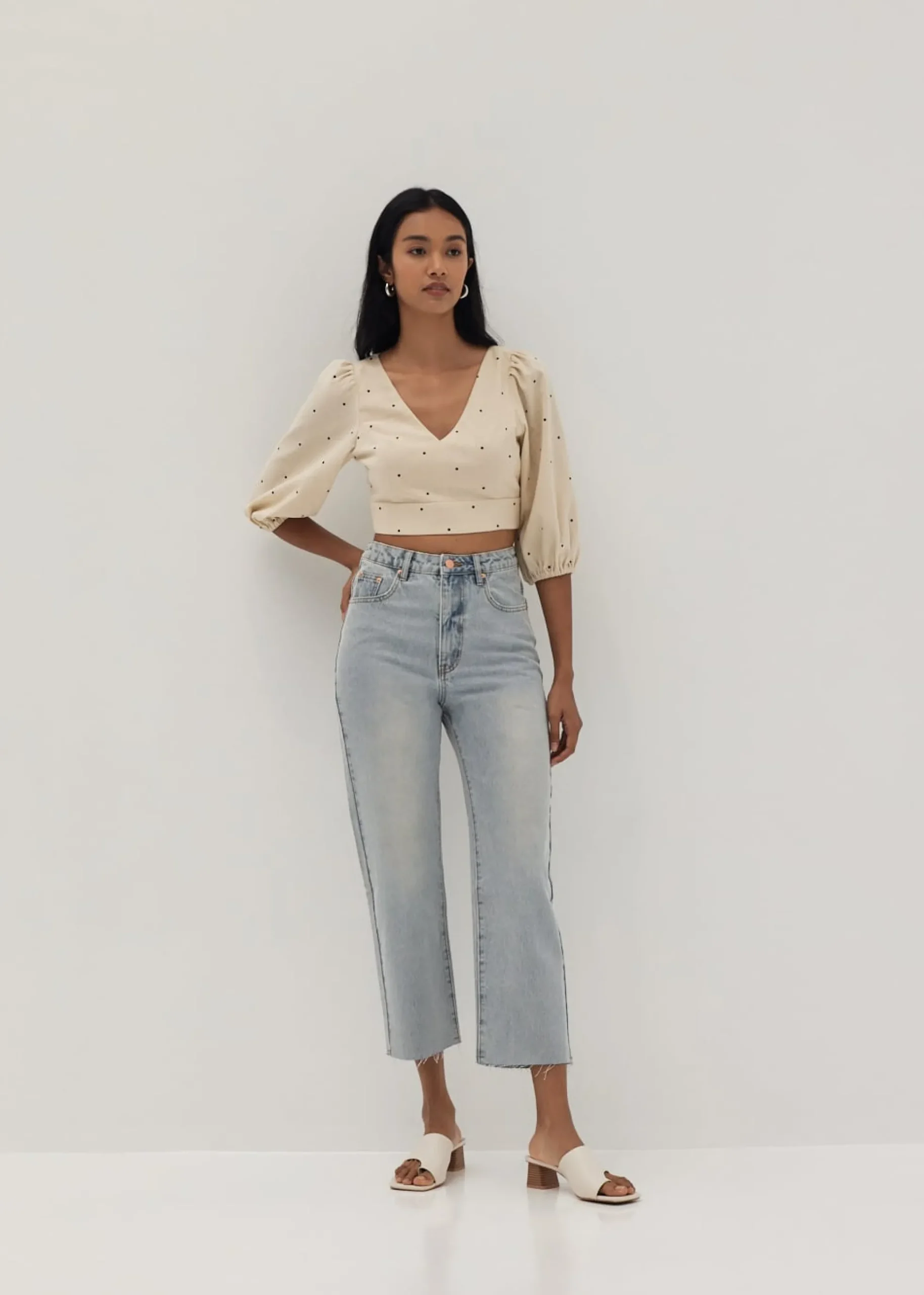 Emerie Linen Polka Dot Bustier Top