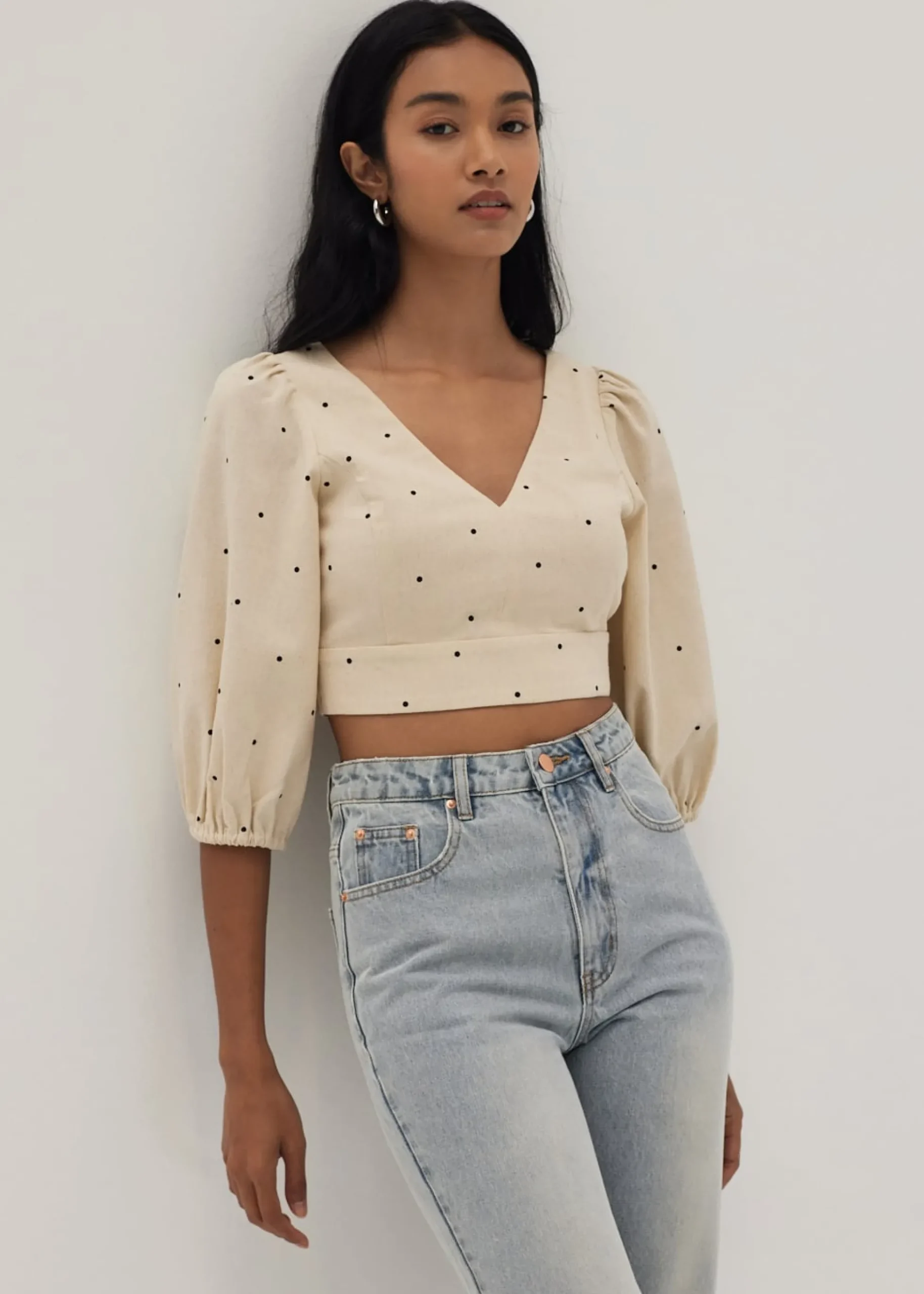 Emerie Linen Polka Dot Bustier Top