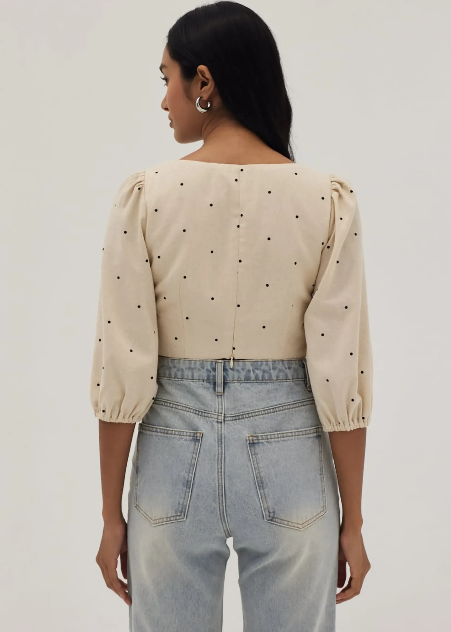 Emerie Linen Polka Dot Bustier Top
