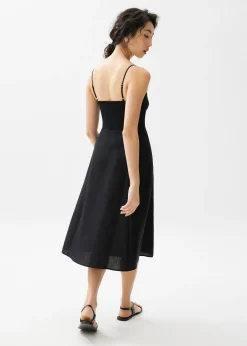 Emi Linen Fit & Flare Midi Dress