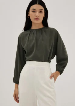 Emra Elastic Peached Batwing Top