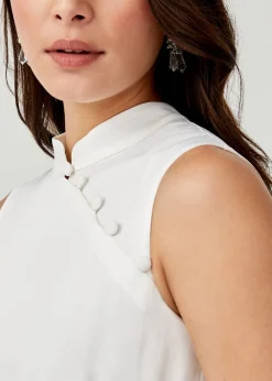 Enyana Mandarin Collar Midi Dress