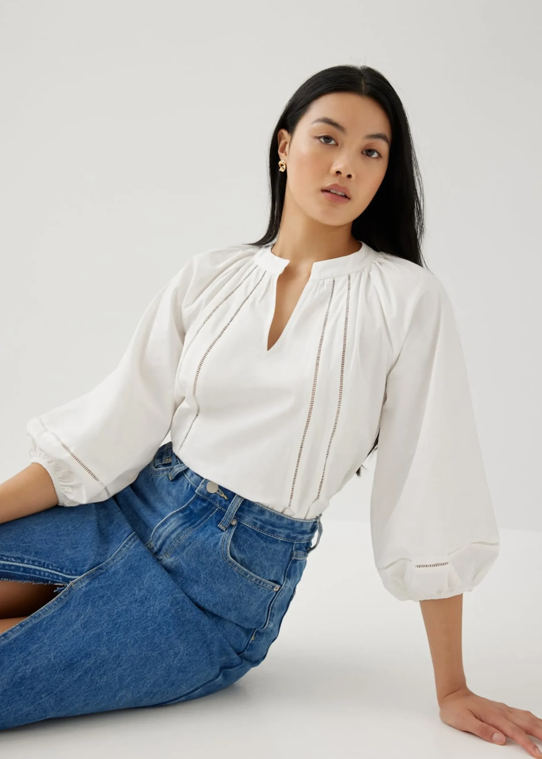 Eri Cotton Trim Poet Blouse