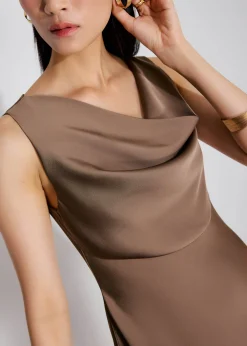 Erin Satin Cowl Neck A-line Mini Dress