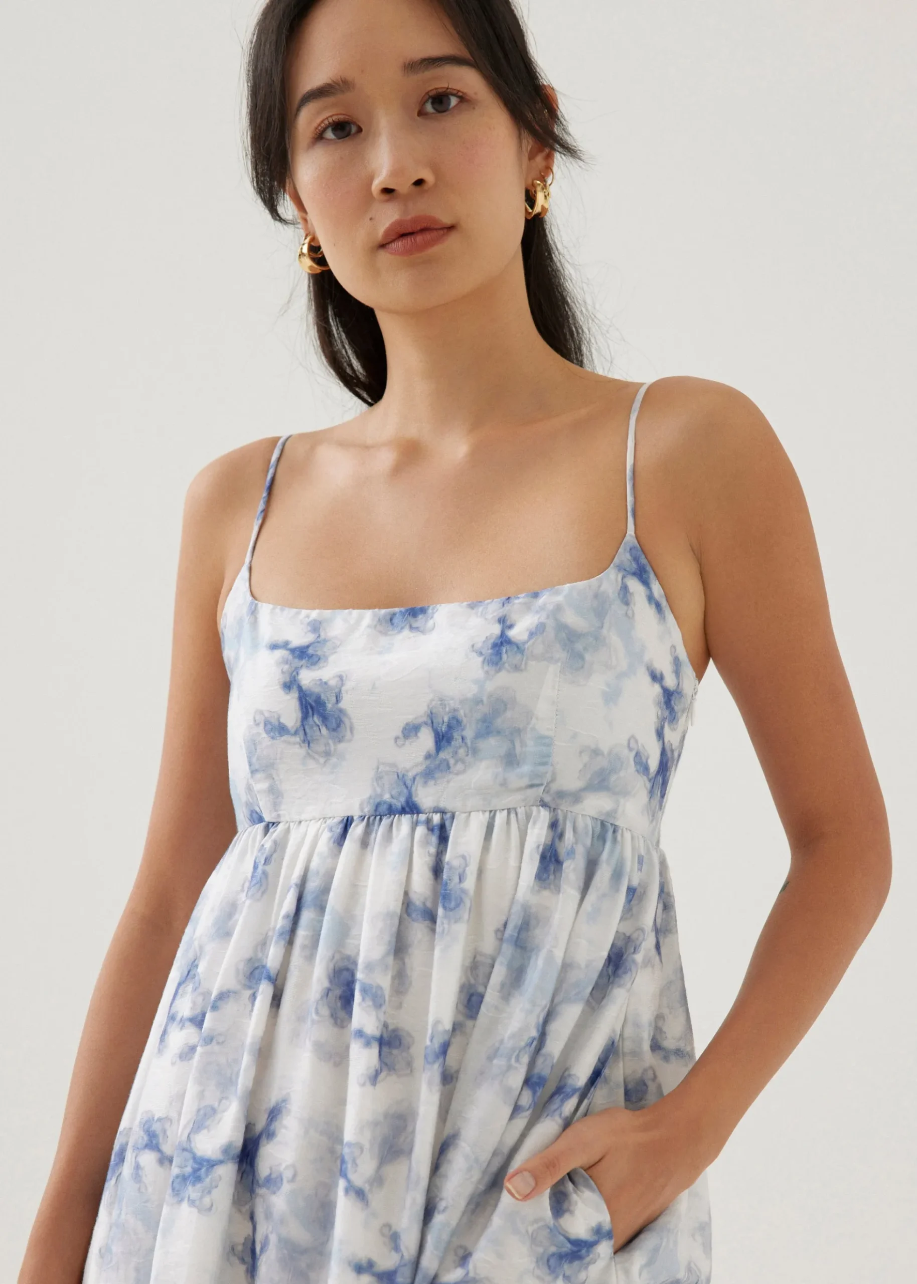 Erinn Babydoll Maxi Dress in Heirloom Botanicals