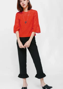 Esena Eyelet Bell Sleeve Top