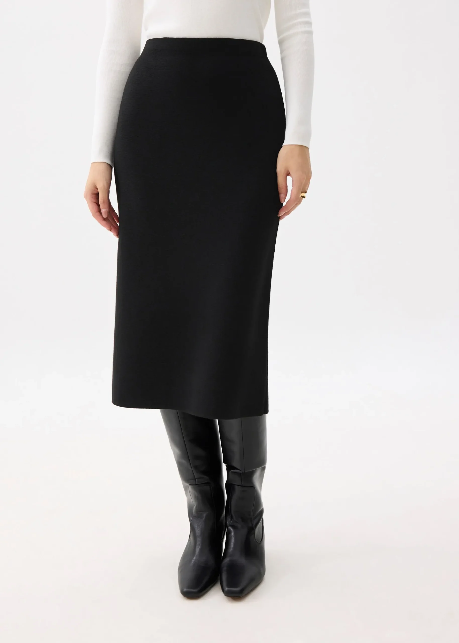 Esha Elastic Knit Column Midi Skirt