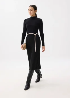 Esha Elastic Knit Column Midi Skirt