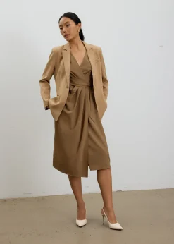 Eun V-neck Wrap Column Midi Dress