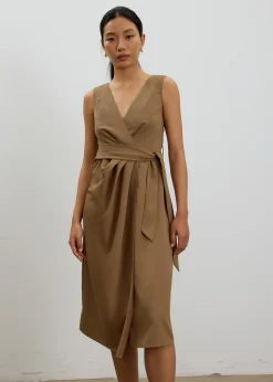Eun V-neck Wrap Column Midi Dress
