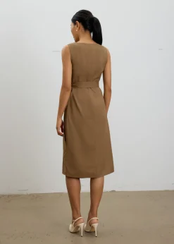 Eun V-neck Wrap Column Midi Dress