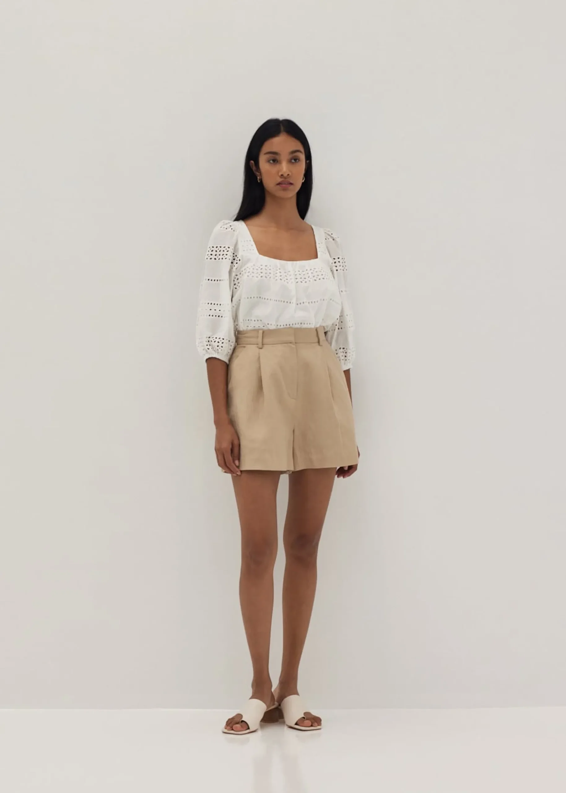 Everlee Broderie Square Neck Blouse
