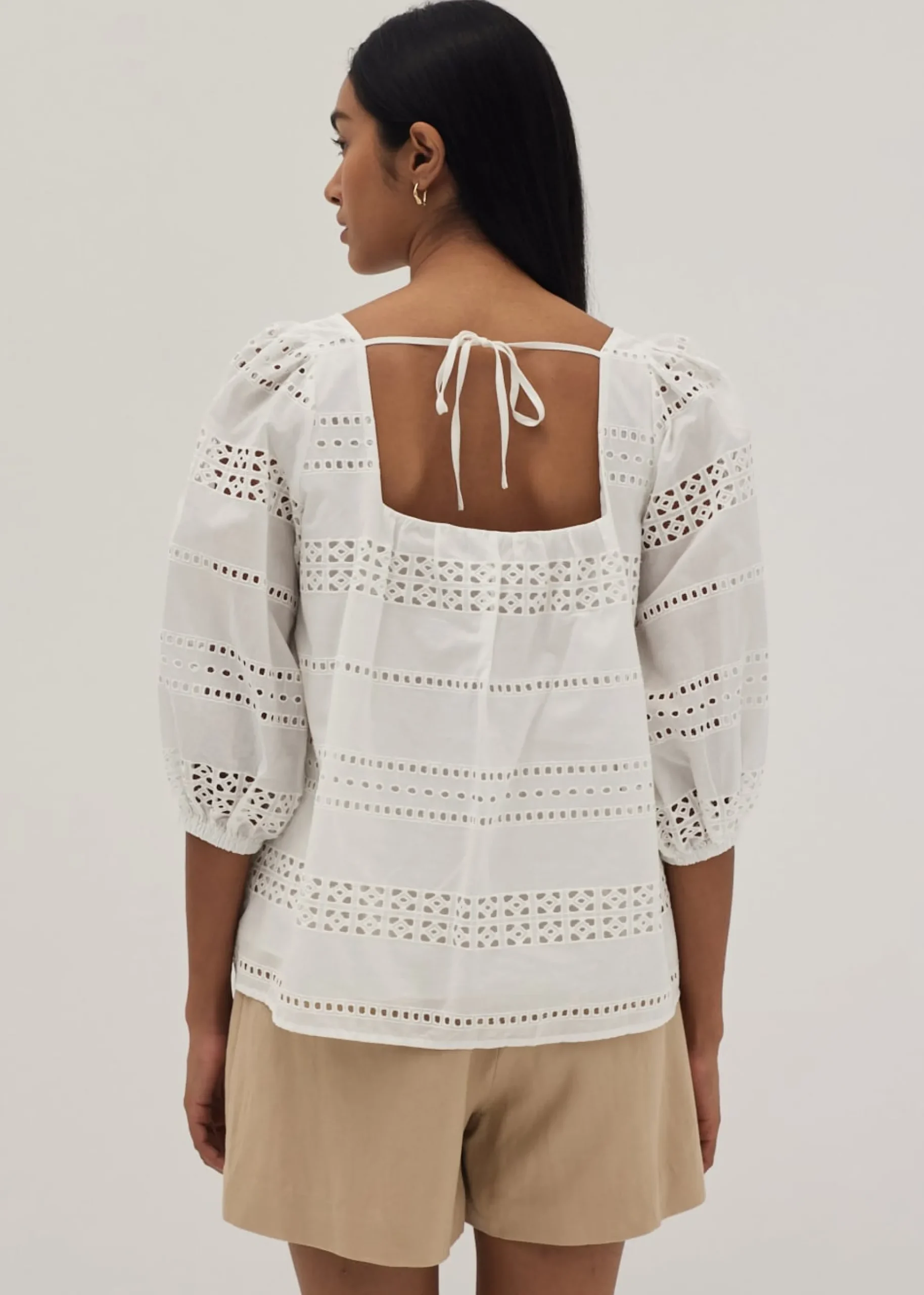 Everlee Broderie Square Neck Blouse