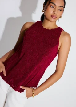 Faye Textured Asymmetric Hem Round Neck Top