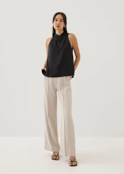 Felizia Satin Mandarin Collar Tank Top