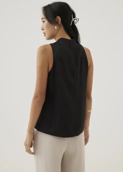 Felizia Satin Mandarin Collar Tank Top