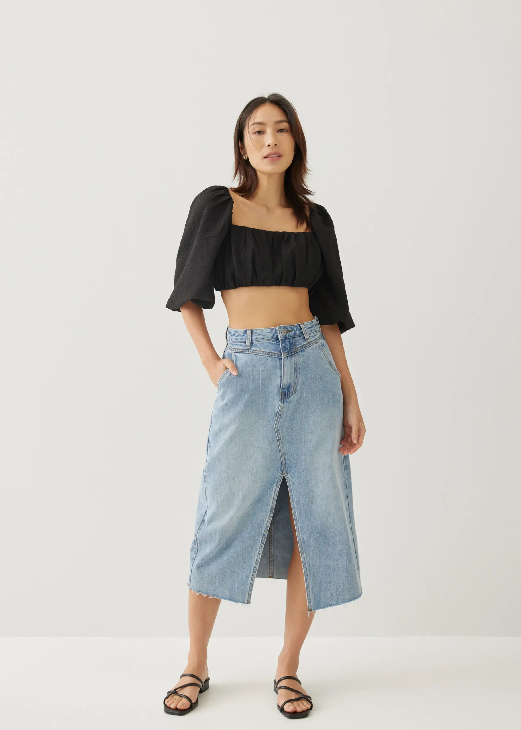 Felly Square Neck Puff Sleeve Top