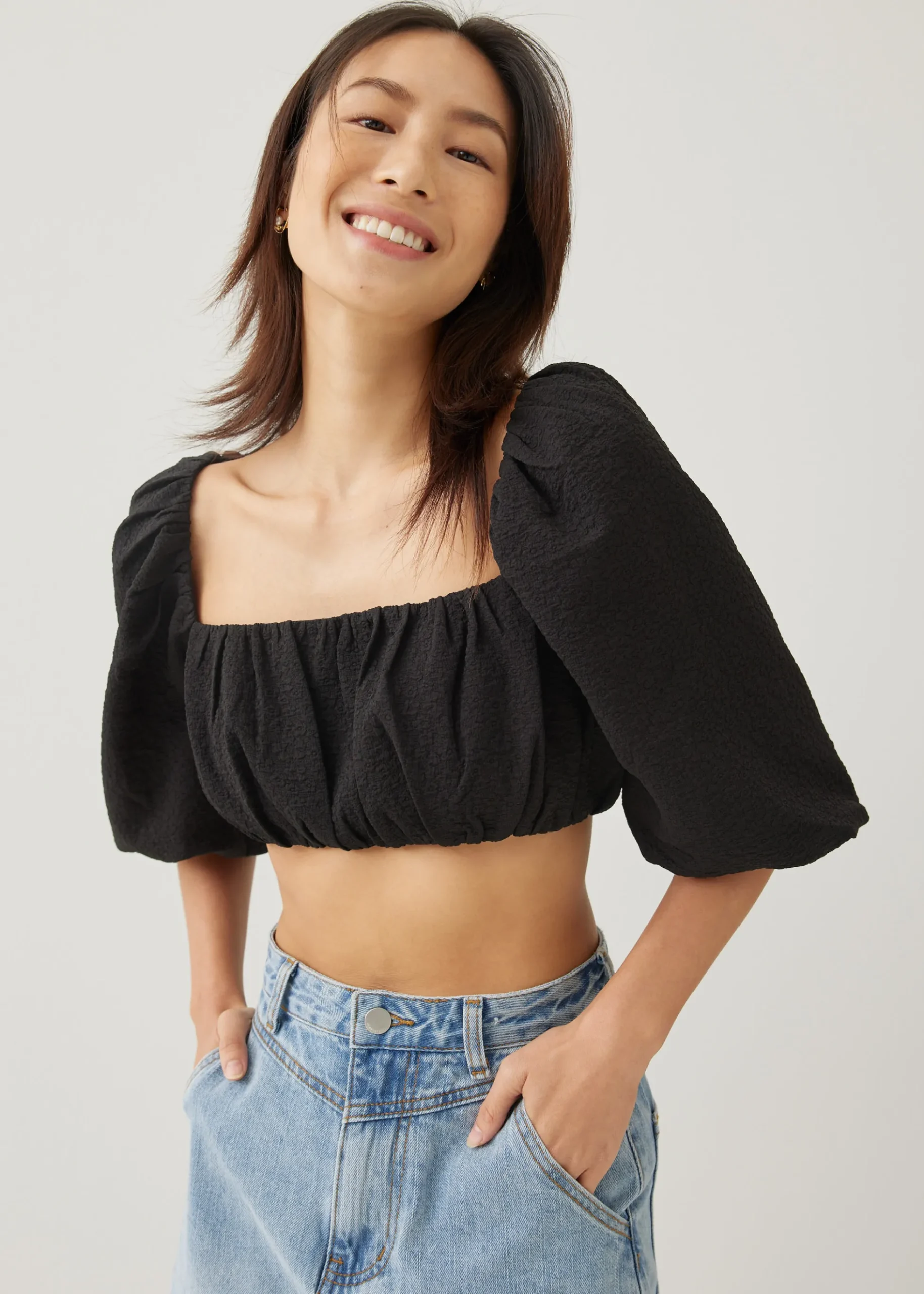 Felly Square Neck Puff Sleeve Top