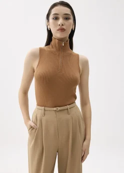 Fitted Collared Knit Top