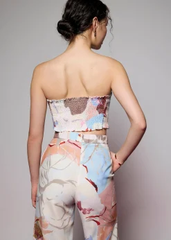 Fitted Crop Tube Top in Tossed Blooms