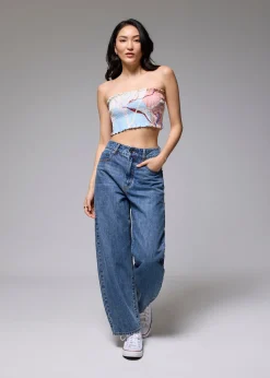 Fitted Crop Tube Top in Tossed Blooms
