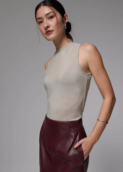 Fitted Jersey Mock Neck Top